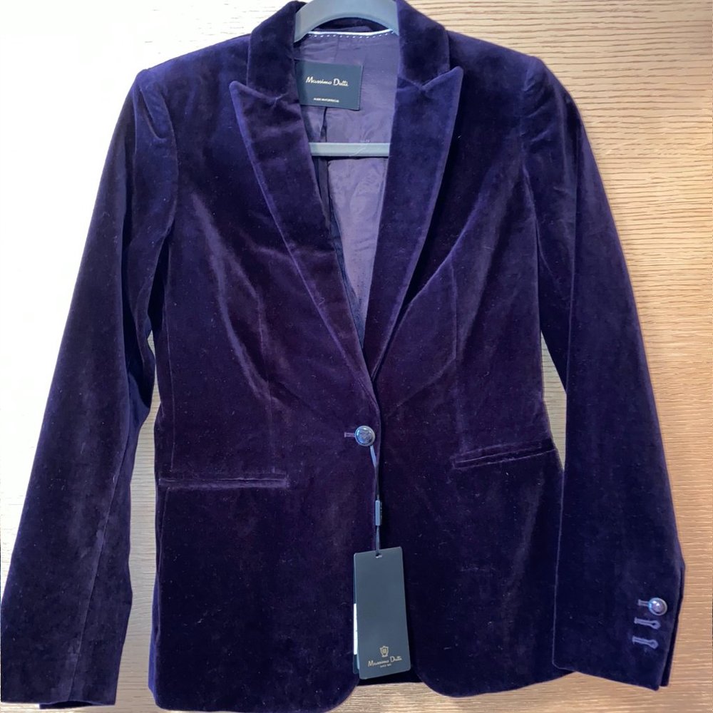 MASSIMO DUTTI Purple Blazer Velvet Size 34 New